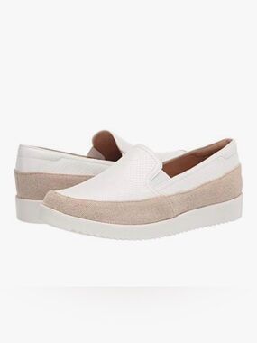 White and Beige Slip-On Women's Casual Loafers